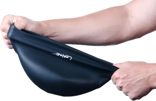 Vista 7 de Gorros de natación con protección auditiva 3D - Gorra de natación para mujeres y hombres - Gorra de natación de silicona impermeable - Se adapta a