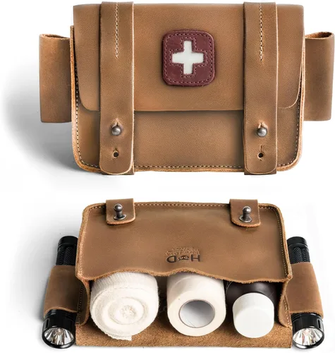 Vista 6 de Hide & Drink, Bolsa de primeros auxilios vacía, Mini bolsa de almacenamiento médico, Bolsa rectangular para kit de supervivencia, Cuero de grano