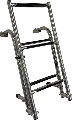 Vista 2 de classAcustoms 77090402 Escalera plegable para barco de 5 escalones Acero inoxidable Escalera para barco de esquí Escalera para pontón 2 +
