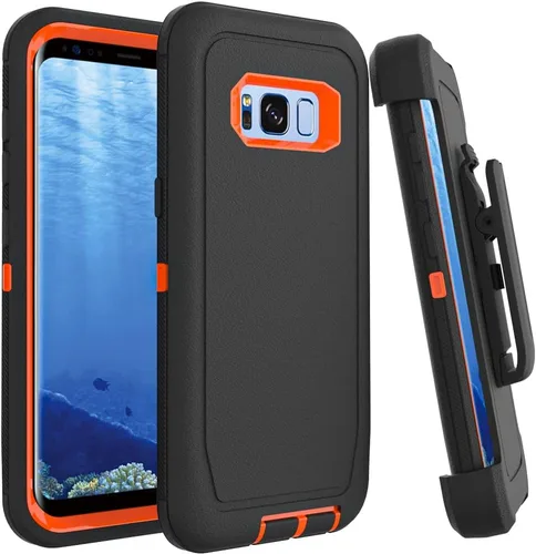 Vista 37 de Funda WOGROO para Galaxy Note 8, funda protectora resistente a caídas y golpes de grado pesado y resistente para Samsung Galaxy Note 8, Negro+Naranja