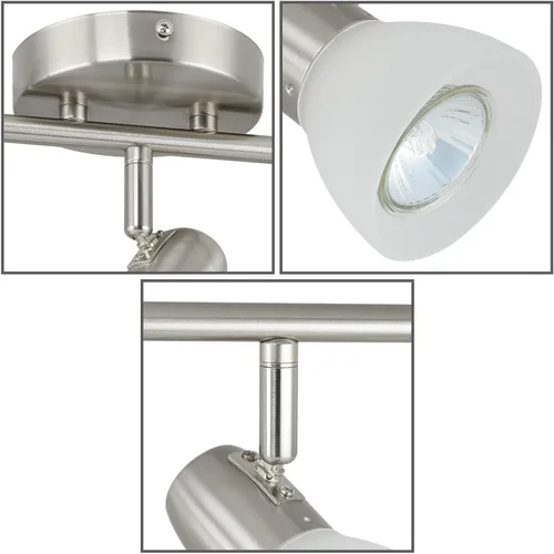 Vista 8 de XiNBEi Lighting Luz de riel, Lámpara de techo de cocina de 3 luces con vidrio, iluminación moderna de riel fijo níquel cepillado XB-TR1237-3-BN