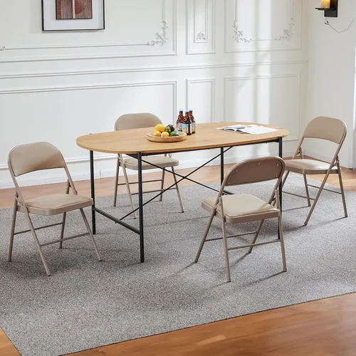 Vista 7 de Sweetcrispy Paquete de 4 sillas plegables, acolchadas de cuero, metal resistente, fáciles de usar, almacenar, cómodas, para exteriores, interiores