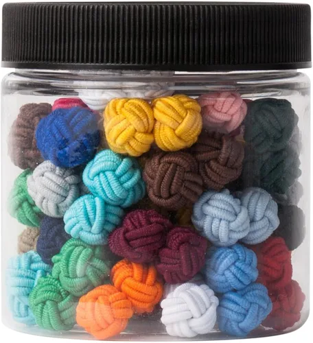 Vista 3 de Jacob Alexander Tarro de regalo, 25 pares de nudos de seda de color sólido, colección a granel, Multi