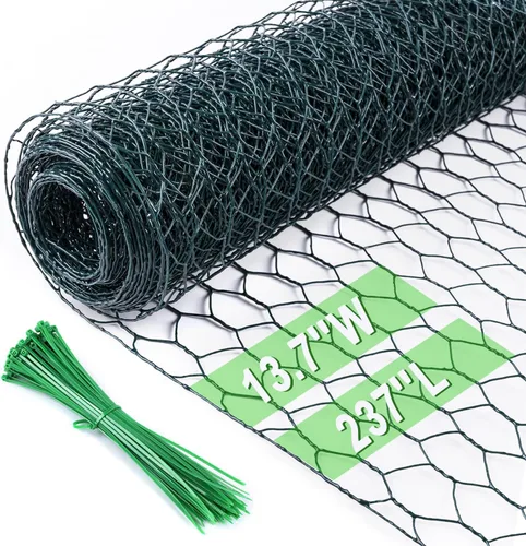 Vista 8 de Malla de gallinero de 13.7 pulgadas x 236 pulgadas, red de alambre para aves, malla hexagonal galvanizada, cerca barrera de jardín para cercado