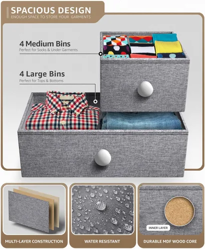 Vista 81 de Sorbus Cómoda con 8 cajones - Mueble para almacenar ropa para niño, para dormitorio, pasillo, clóset, oficina – Marco de acero, parte superior