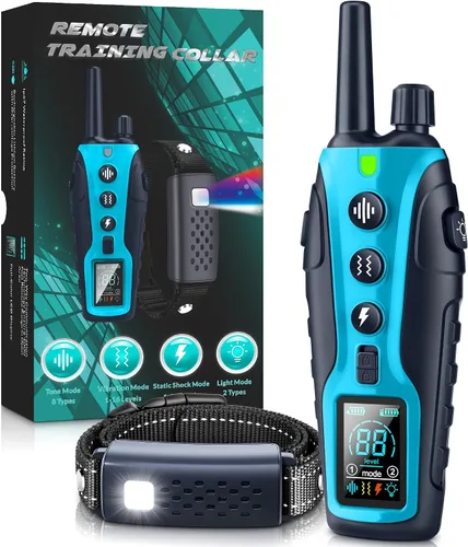 Vista 14 de Collar de entrenamiento para perros – Collar de entrenamiento para perros de 4000 pies con control remoto impermeable, collar electrónico con luz