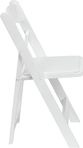 Vista 6 de EMMA + OLIVER Paquete de 2 sillas plegables de madera blanca con asiento acolchado de vinilo