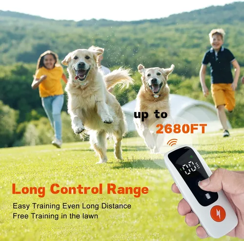 Vista 4 de Collar de entrenamiento para perros, collar de perro de larga distancia de 2680 pies con control remoto, collar de choque con iluminación fría y 3