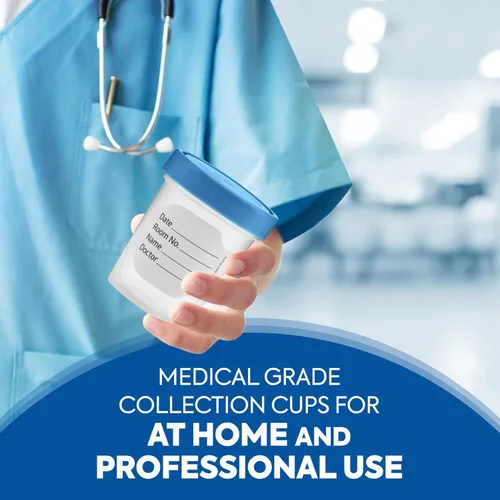 Vista 4 de Vasos para muestras de orina con tapas, vasos de orina no estériles de 4 onzas para pruebas, tazas de orina de muestra limpias y a prueba de fugas