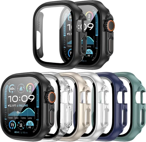 Vista 15 de JERXUN Paquete de 6 fundas con protector de pantalla de vidrio templado para Apple Watch Series 3, Series 2, Series 1 de 38 mm, parachoques rígido