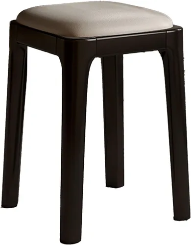 Vista 9 de Wooden Dining Chairs Backless,Kitchen Chairs Stool Stackable,Dining Room Chair with PU Leather Cushion,Square Living Room Chair for Kitchen, Dining