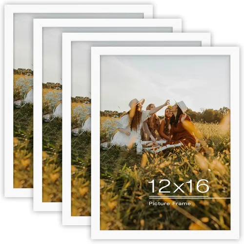 Vista 19 de Frametory, Portarretratos de madera maciza de 8.5 x 11 pulgadas, moldeado negro, parte delantera de vidrio templado, vertical, marco de galería