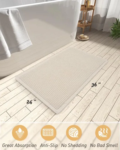 Vista 139 de Alfombra de baño mejorada con diseño de gofres, absorbente y antideslizante Negro