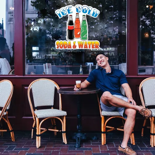 Vista 3 de Pegatina de vinilo troquelada para restaurante de alimentos y camiones de comida y agua helada, 10 pulgadas