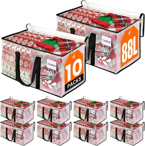 Vista 14 de RoomHacks Bolsas de mudanza transparentes extragrandes y resistentes, con asa reforzada y doble cremallera, bolsas de almacenamiento alternativas a