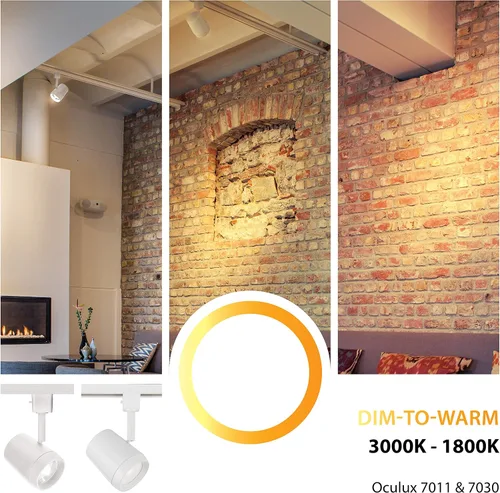 Vista 3 de WAC Lighting H-7011-WD-WT Oculux 7011 - Lámpara LED para cabeza de riel de luz LED Dim-to-Warm, color blanco