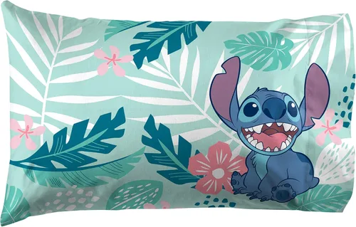 Vista 3 de Disney Lily y Stitch Misty Palm - Paquete de 2 fundas de almohada ropa de cama infantil supersuave de doble cara (producto oficial de Disney)