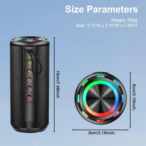 Vista 8 de Altavoz Bluetooth portátil, altavoz inalámbrico Bluetooth 5.4 con sonido estéreo HD de 20 W, tiempo de reproducción de 15 horas, IP7 impermeable
