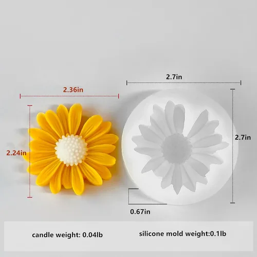 Molde de vela Daisy de 4 piezas, moldes de silicona Daisy para velas, para jabón, velas, resina, arcilla polimérica, yeso y más manualidades DIY