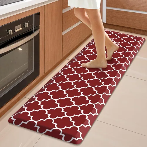 Vista 46 de WISELIFE Tapete de cocina acolchado antifatiga, 17.3 x 28 pulgadas, antideslizante, resistente, de PVC, ergonómico, impermeable, cómodo
