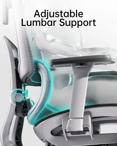 Vista 27 de Hbada E2 Silla de oficina ergonómica, silla de oficina de malla grande y alta con soporte lumbar dinámico de 6 vías, reposabrazos ajustables 3D