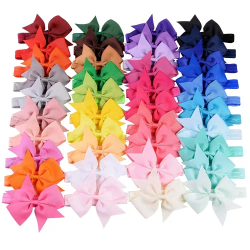 jollybows 40 piezas Lazos para el Cabello Diademas para Bebés Niñas Cinta de Grogrén Accesorios de Banda para el Cabello para Bebés Recién Nacidos