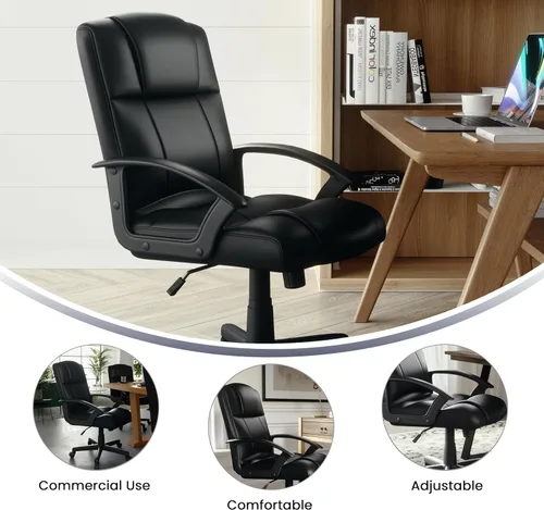 Vista 5 de Flash Furniture Coffman Flash Fundamentals Mid-Back LeatherSoft Office and Gaming Chair, Ergonomic Office Chair with Padded LeatherSoft Seat and