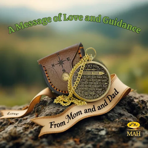 Vista 7 de Brass Compass Gift to My Son Never Forget I Love You, Sentimental Keepsake from Mom Dad Grandparents, Inspirational Guidance Compass Gift for Son