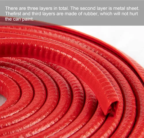 Vista 2 de SINGARO Protector de borde de puerta de automóvil de 16.4 pies, sin pegamento, tira protectora de entrada de puerta de automóvil, protector de Rojo