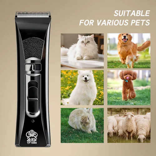 Vista 5 de Cortapelos para perros para aseo, kit de recortador de pelo de mascotas recargable silencioso (negro)