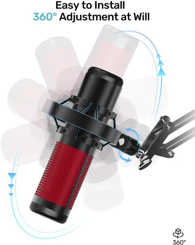 Vista 4 de Construido a medida para HeyperX Quadcast Shouck Mount Soporte de micrófono Adaptador de montaje de micrófono con adaptador de tornillo de 58