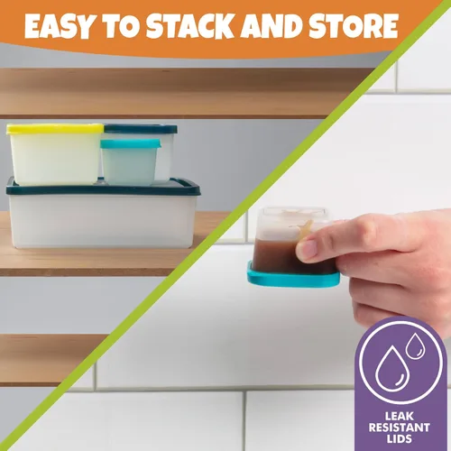 Vista 5 de Contenedores de almuerzo de control de porciones – Contenedores reutilizables de preparación de comida, sin BPA, juego de 4 (playa/multicolor)