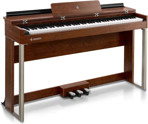 Donner Piano digital con 88 teclas dinámicas graduadas de acción de martillo con teclado ponderado, piano digital vertical DDP-200 para profesional