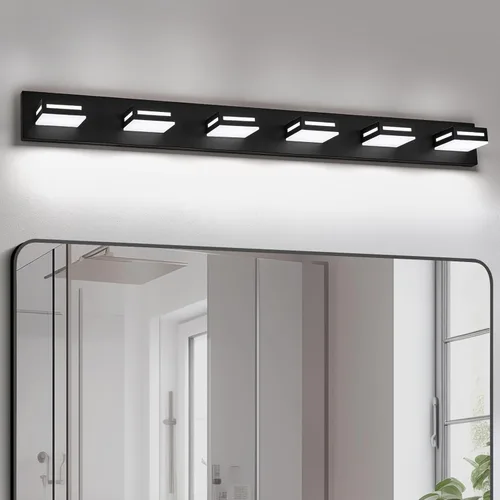 Vista 17 de Luminaria de Tocador LED Moderna Dorada de 24 Pulgadas con 3 Luces para Baño sobre Espejo, Accesorios de Iluminación de Baño con Blanco Frío 6000K