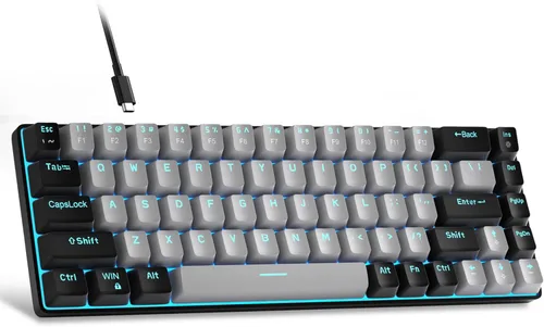 Vista 17 de MageGee MK-Box - Teclado mecánico portátil 60% para juegos, retroiluminación LED, compacto, 68 teclas, mini teclado de oficina con cable