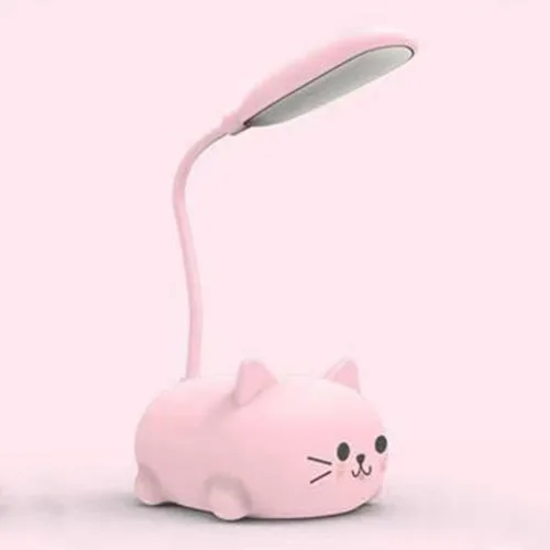 Lámpara LED para Niños, Mini Lámpara de Gato para Mesa, Luz Nocturna LED Portátil, Linda Lámpara de Escritorio, Luz de Lectura Recargable por USB