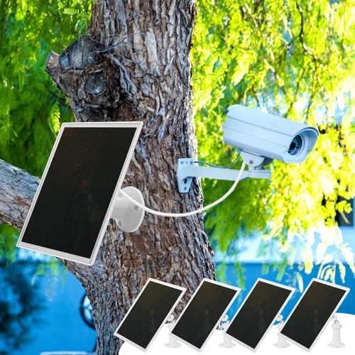 Vista 6 de Kanayu Paquete de 4 paneles solares para cargador de cámara de seguridad compatible con cámara de batería recargable 5 V 6 W, panel solar USB