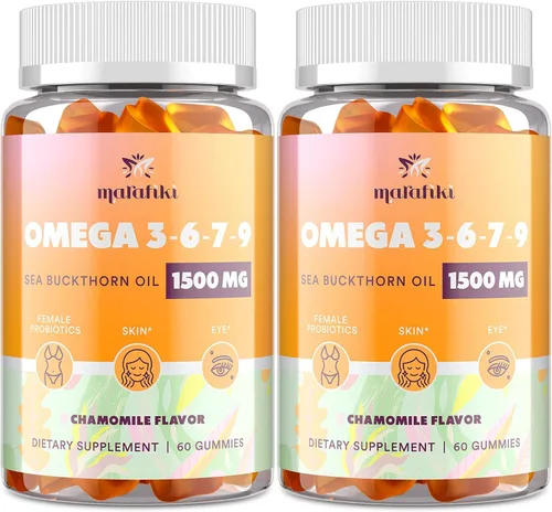 Vista 8 de Gomitas de Omega 3 6 7 9 para Mujeres - Suplemento de Omega 3 con Aceite de Espino Amarillo, Aceite de Linaza, Vitaminas E, A y Probióticos - Para