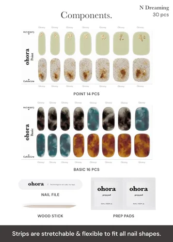 Vista 50 de ohora - Tiras de uñas de gel semicuradas (N Silver Chrome), blancas, metálicas, para cualquier lámpara de uñas UV/LED, larga duración, con 2