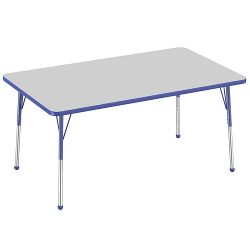 Vista 95 de FDP - Mesa rectangular para actividades escolares y de oficina (24 x 36 pulgadas), patas estándar con deslizadores giratorios, altura ajustable