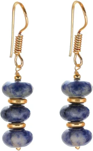 Vista 17 de Gempires - Aretes ligeros con cuentas hechas a mano, hipoalergénicos, chapados en oro, aretes colgantes para mujer