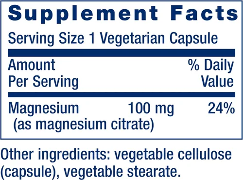 Vista 3 de Life Extension Cápsulas vegetarianas de citrato de magnesio 100 mg, azul, 100