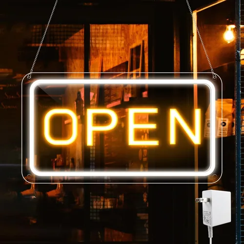 Vista 15 de inShareplus Letrero Open súper brillante de 16 x 9 pulgadas, letreros Open LED de neón de 12 V para negocios para ventana, con interruptor