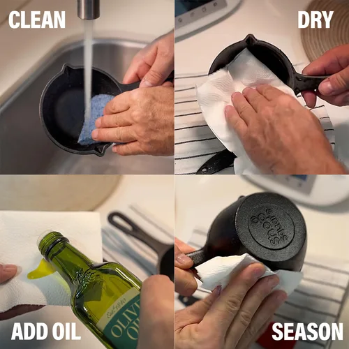 Vista 8 de Pequeña olla de hierro fundido con cepillo de silicona para barbacoa, cacerola de hierro fundido para asar, ahumar, olla de fusión de mantequilla