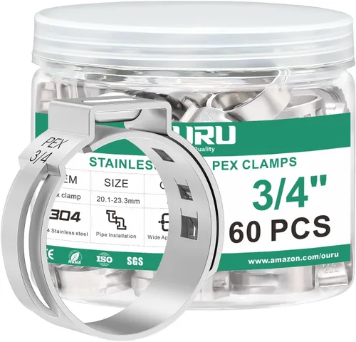 Vista 14 de OURU 54 piezas 1/2 Pex anillo de crimpado, abrazaderas Pex de acero inoxidable 304, abrazaderas de manguera de oreja única para accesorios Pex