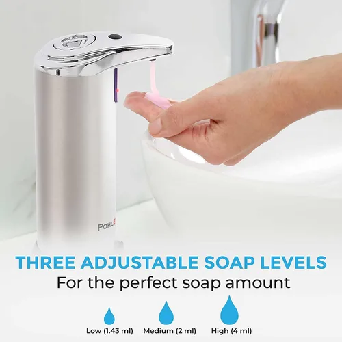 Vista 3 de POHL SCHMITT Dispensador de jabón automático de alta calidad, sin contacto, funciona con pilas, 3 niveles de ajuste, impermeable y a prueba