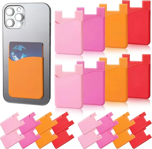 Frienda 24 piezas de silicona para tarjetero, billetera para teléfono, autoadhesiva, para la parte posterior del teléfono, para cheque,