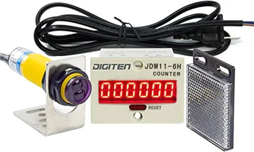DIGITEN 0-999999 Digital LED Contador +Sensor de interruptor fotoeléctrico+Reflector Transportador Automático Cinturón 100-240VAC 6 dígitos Mini