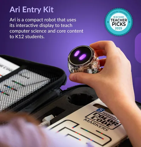 Vista 2 de Ozobot Ari Kit de Entrada Robot de Aprendizaje Interactivo con Pantalla Táctil, Sensor ToF, Acelerómetro, Giroscopio e Integración de IA