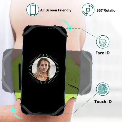 Vista 2 de VUP Brazalete para correr giratorio 360° para iPhone 13/Pro Max/Pro/Mini/12/11/SE/Xs/XR/X/8/7/Plus, se ajusta a todos los teléfonos inteligentes